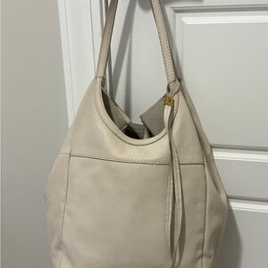 HOBO Cream Leather Shoulder Bag